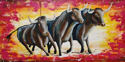 Stürmische Freiheit - Triptychon van Angela Weidner, Schilderij te koop op Singulart