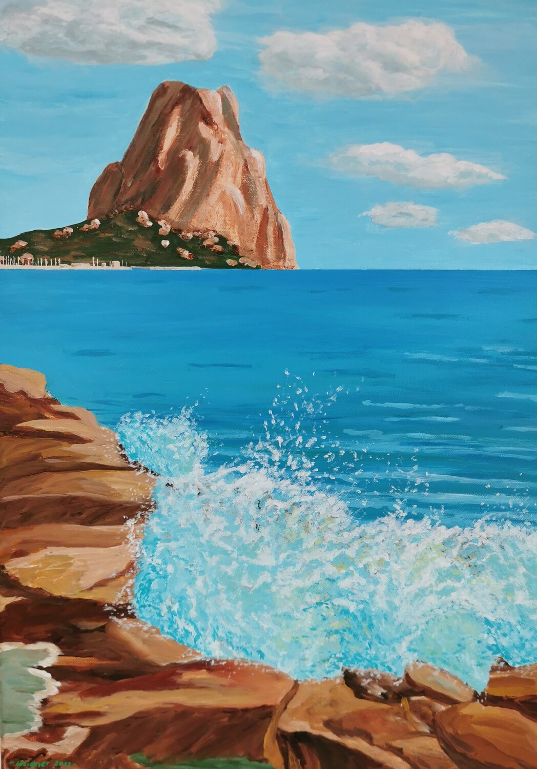 "Peñón de Ifach" in Calpe Angela Weidner Dipinto originale in vendita