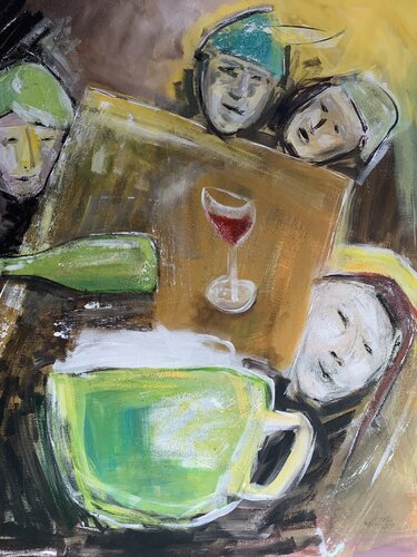 un bicchiere di vino rosso van Alfred Eggensperger, Schilderij te koop op Singulart