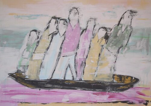 gegen den Strom van Alfred Eggensperger, Schilderij te koop op Singulart