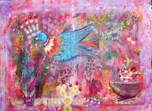 pajarito del paraiso von Nalini Shanthi Cook, Malerei kaufen auf Singulart