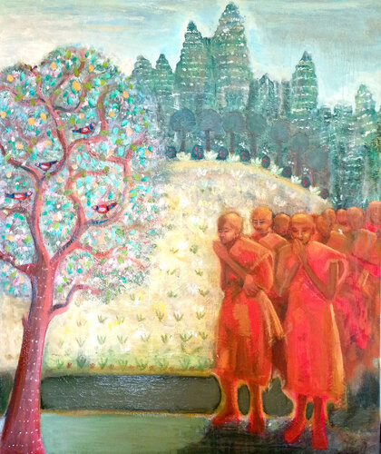 pilgrims van Nalini Shanthi Cook, Schilderij te koop op Singulart