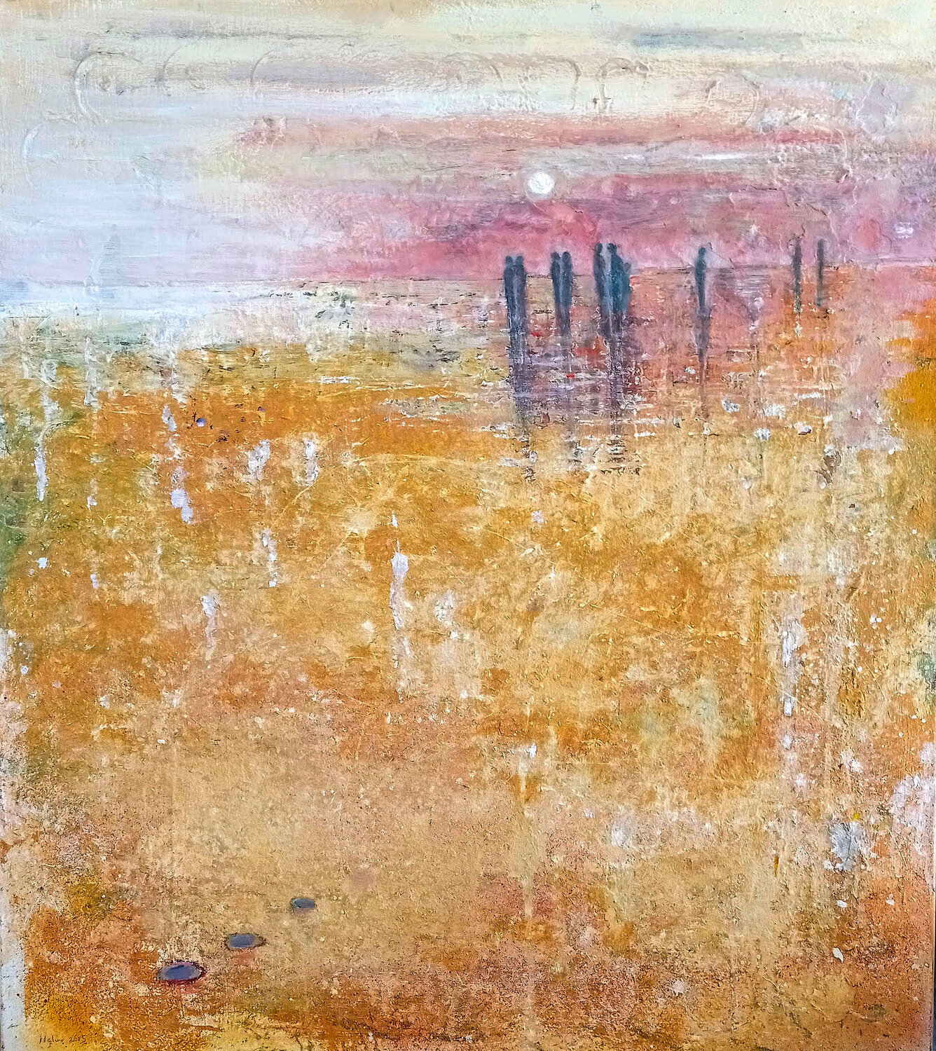 they who seemed they would always be: series 2 landscape, ochres Nalini Shanthi Cook Originalgemälde zu verkaufen