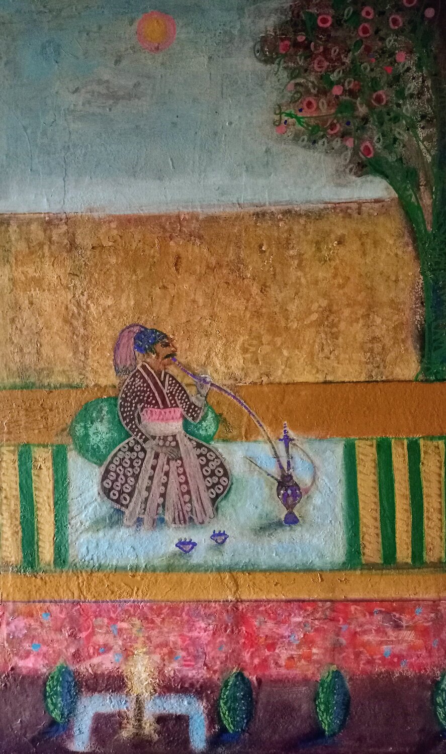 The pipe smoker Nalini Shanthi Cook Origineel schilderij te koop