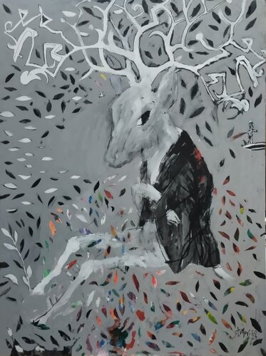 Der weiße Hirsch par Steffen Mertens, Peinture en vente sur Singulart