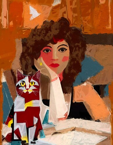 Suzana et son chat van Doron B, Digitaal te koop op Singulart