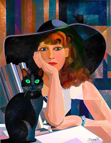 Linda et son chat di Doron B, Digitale in vendita su Singulart