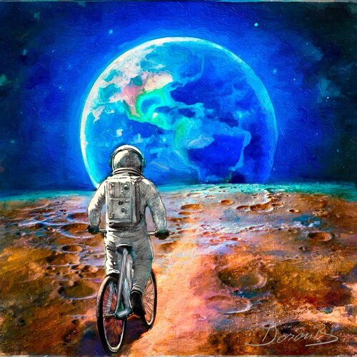 Cycling on the moon by Doron B, 디지털 for Sale on Singulart
