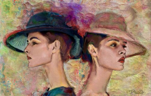 Dual Portrait of Elegant Women in Hats de Doron B, Digital a la venta en Singulart