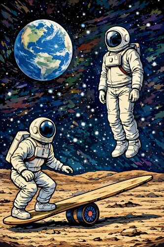 Deux astronautes font du manège de Doron B, Digital a la venta en Singulart