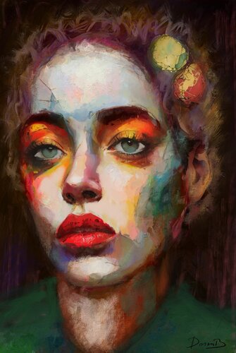 Portrait expressif aux couleurs vives di Doron B, Digitale in vendita su Singulart