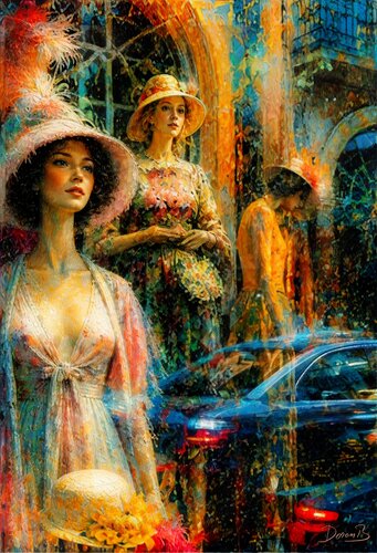 L'élégance intemporelle des femmes et de la voiture di Doron B, Digitale in vendita su Singulart