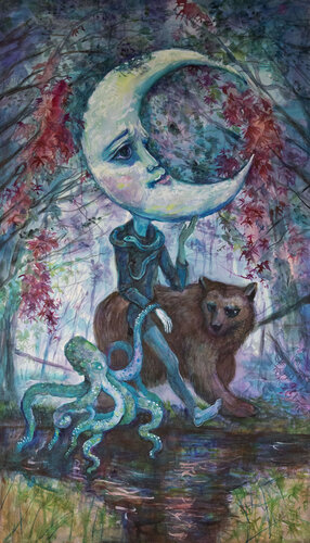 The Moon par Velta Emīlija Platupe, Œuvre sur papier en vente sur Singulart