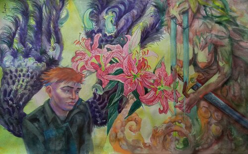 Boy Observes Nature by Velta Emīlija Platupe, 油畫 for Sale on Singulart