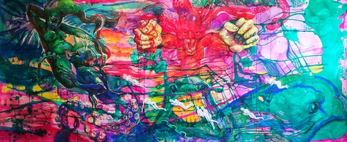 Amazon of Waves par Velta Emīlija Platupe, Peinture en vente sur Singulart