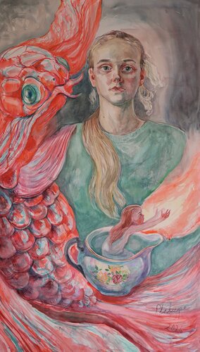 Page of Cups van Velta Emīlija Platupe, Schilderij te koop op Singulart