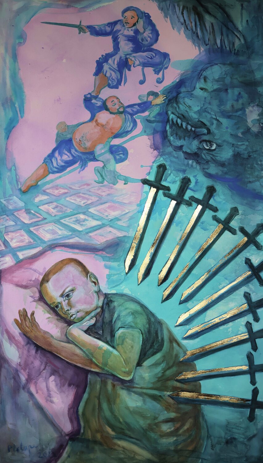 Ten of Swords Velta Emīlija Platupe Dipinto originale in vendita