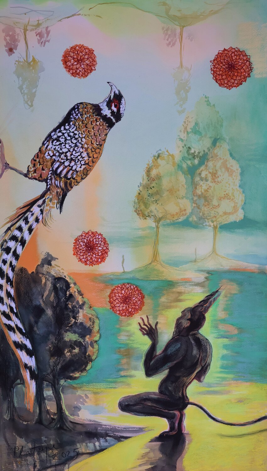 Four of Pentacles Velta Emīlija Platupe Origineel schilderij te koop