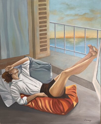 La sieste by Virginie MONANGE, Painting for Sale on Singulart