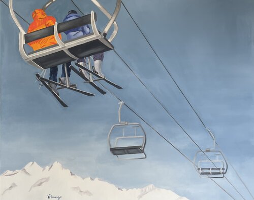 Le télésiège by Virginie MONANGE, 油畫 for Sale on Singulart