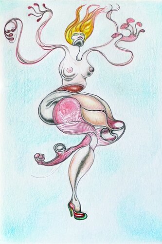 En extase dans le bleu van Shank ARTE, Tekening te koop op Singulart