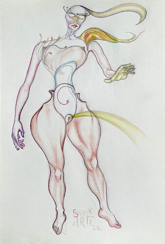 Golden Lady van Shank ARTE, Tekening te koop op Singulart