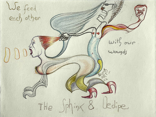 The sphinx and Oedipe van Shank ARTE, Tekening te koop op Singulart