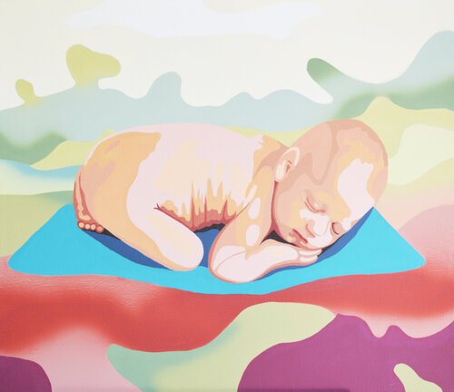 Sleeping baby de jorgen folkersen, Pintura a la venta en Singulart