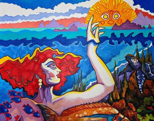 Sunlight in the deep sea, Nereida by Mónica Romero, Painting for Sale on Singulart