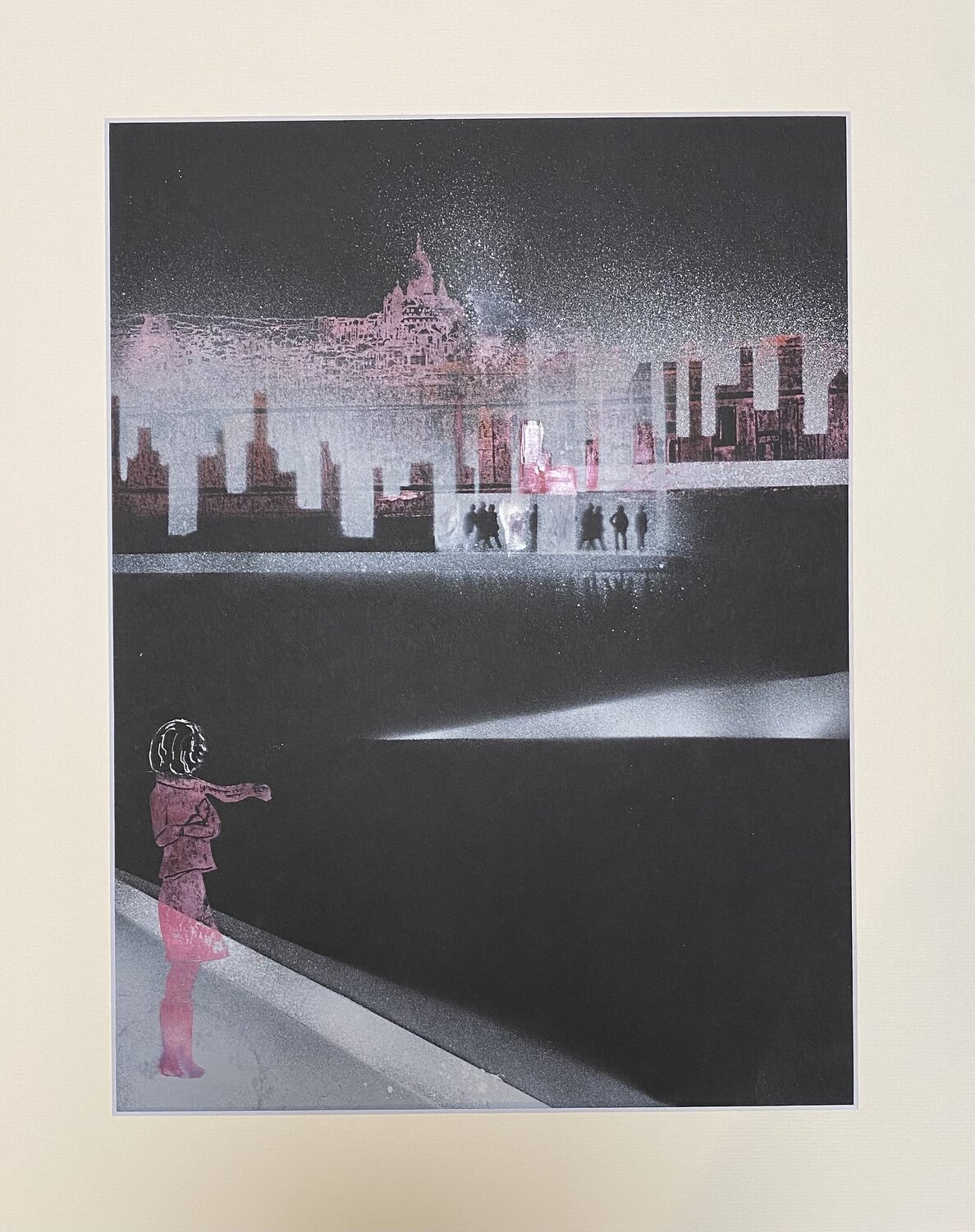 Debout face à la ville Catherine Zivi Werk auf Papier zu verkaufen