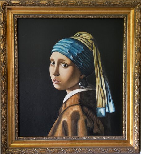 Copy of "Girl with a Pearl Earring" by Johannes Vermeer by Valerija Govorova, Painting for Sale on Singulart