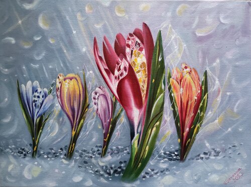 Shining of Crocuses di Valerija Govorova, Pittura in vendita su Singulart