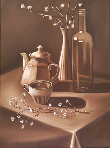 Monochrome still life by Valerija Govorova, Painting for Sale on Singulart