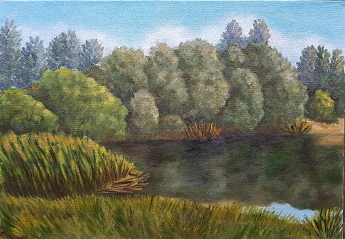 Pond in the forest by Valerija Govorova, Painting for Sale on Singulart