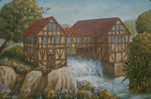 Half-timbered house van Valerija Govorova, Schilderij te koop op Singulart