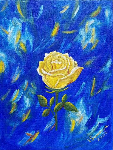 Yellow rose van Valerija Govorova, Schilderij te koop op Singulart