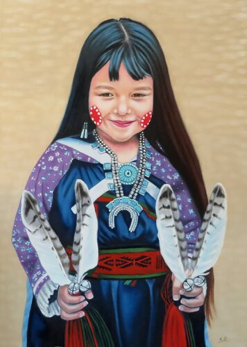 "Little Native American dancer" di Monika Rembowska, Pittura in vendita su Singulart