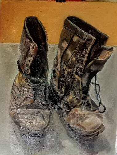 Makie's boots von George-A. Makridis, Malerei kaufen auf Singulart