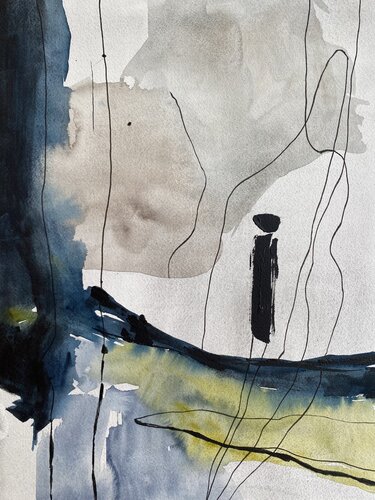 Pathways of the Mind - Alone in the Abstract van Ana Ozz, Werk op papier te koop op Singulart