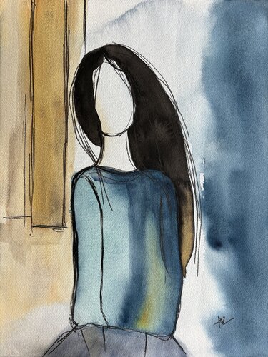 Whisper of Blue di Ana Ozz, Opera su carta in vendita su Singulart