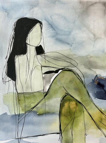 Olive Reverie van Ana Ozz, Werk op papier te koop op Singulart