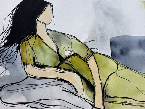 Resting in Green by Ana Ozz, Work on Paper for Sale on Singulart
