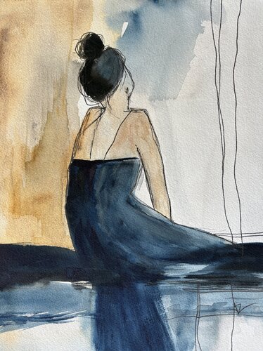 Blue Silence van Ana Ozz, Werk op papier te koop op Singulart