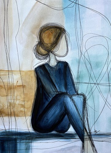 Blue Reverie van Ana Ozz, Werk op papier te koop op Singulart