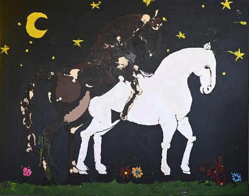 Fickende Pferde von Fynn Klün, Malerei kaufen auf Singulart