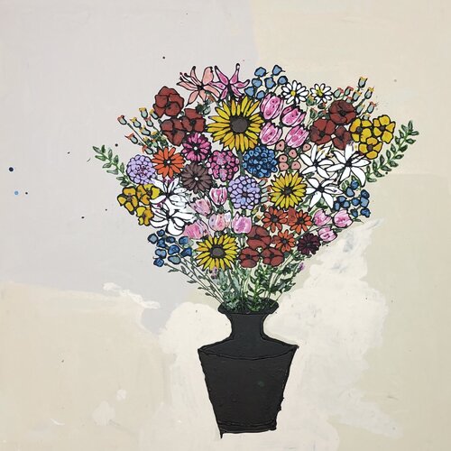 Blumen beige van Fynn Klün, Schilderij te koop op Singulart