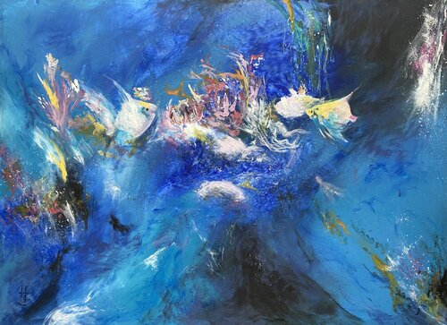 Fonds marins by SanChae - Sandrine Chalot, Painting for Sale on Singulart