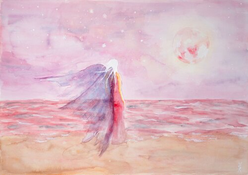 Angel in the Full Moon von Šárka Pham, Malerei kaufen auf Singulart