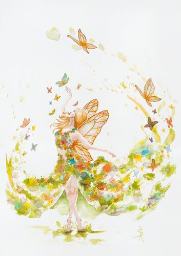 Surround yourself with Butterflies - Perseverance par Šárka Pham, Peinture en vente sur Singulart