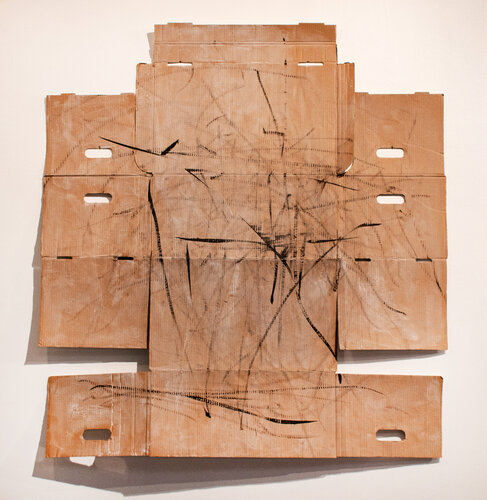 Slashing Lines/Bending Over Box par Colleen Surprise Jones, Peinture en vente sur Singulart